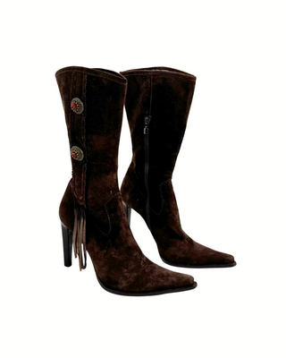 Lesilla Cowboy Boots with Fringe and Ornaments (38.5)