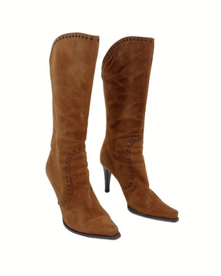 Sergio Rossi Stiefel braun mit Nieten (38)