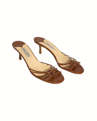 Jimmy Choo Mules in Braun mit Lederriemen und 6 cm Absatz