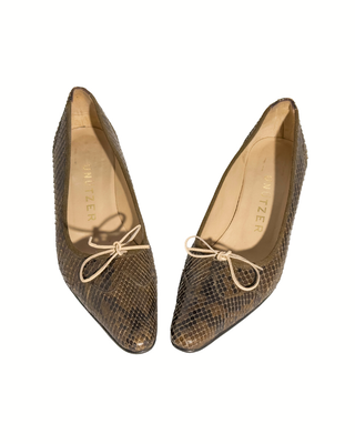 Unützer Kitten Heels in Braun mit Pythonleder und Schleife