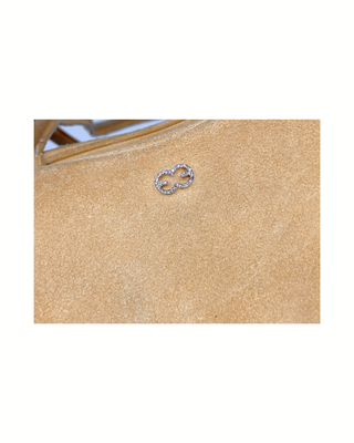 Escada Handtasche Velour Glitzer Logo Emblem