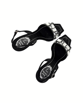 René Caovilla schwarze High Heels mit funkelnden Schmucksteinen (38.5)