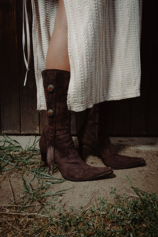 Lesilla Cowboy Boots with Fringe and Ornaments (38.5)